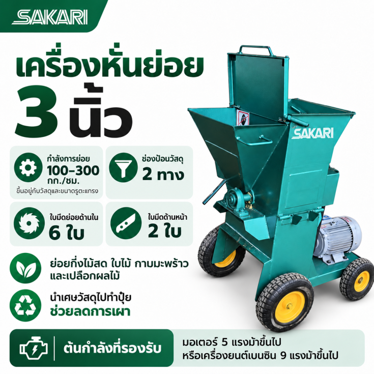 เครื่องหั่นย่อย 3 นิ้ว